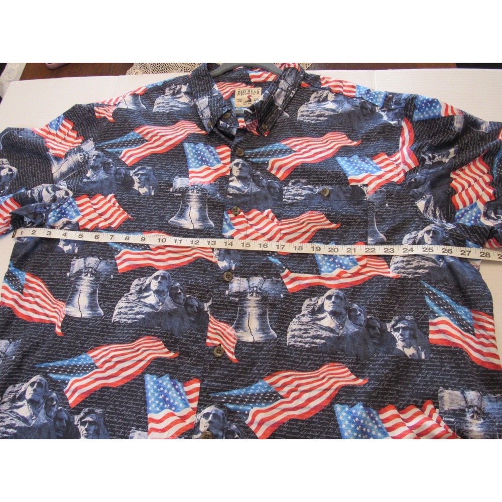 Red Head Mens Patriotic American Flag Mount Rushmore Liberty Shirt 2XL Navy Blue - Picture 10 of 11